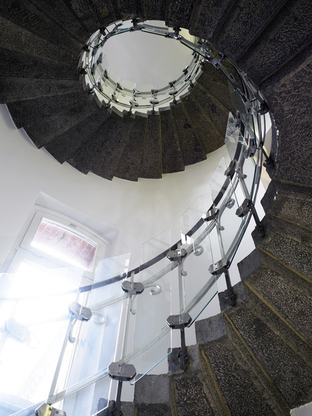 Ansicht der Wendeltreppe im Türmchen